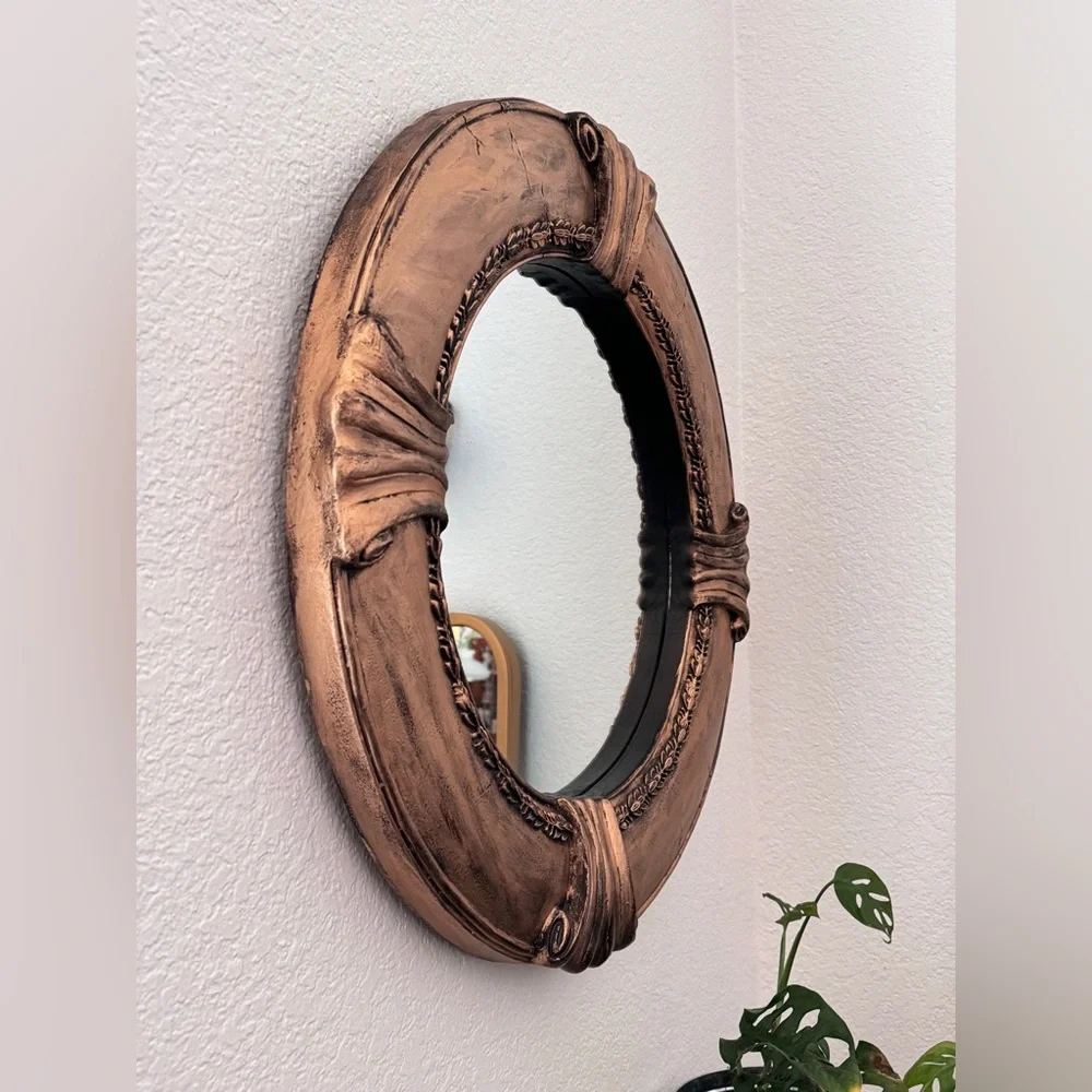 Vintage Antique Gold Round Frame With Mirror